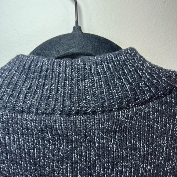 Chaps Fair Isle Henley Sweater Marled Gray  Pullover 1/4 Button Mock Neck  Large - Picture 11 of 13